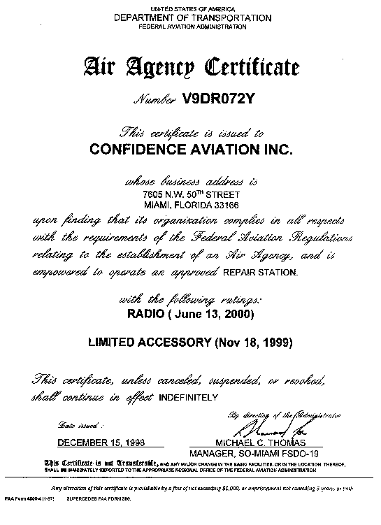 Air Agency Certificate